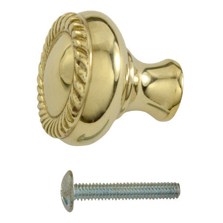 Antique Hardware 1 1/4 Inch Solid Brass Round Georgian Roped Cabinet & Furniture Knob CABINET KNOB