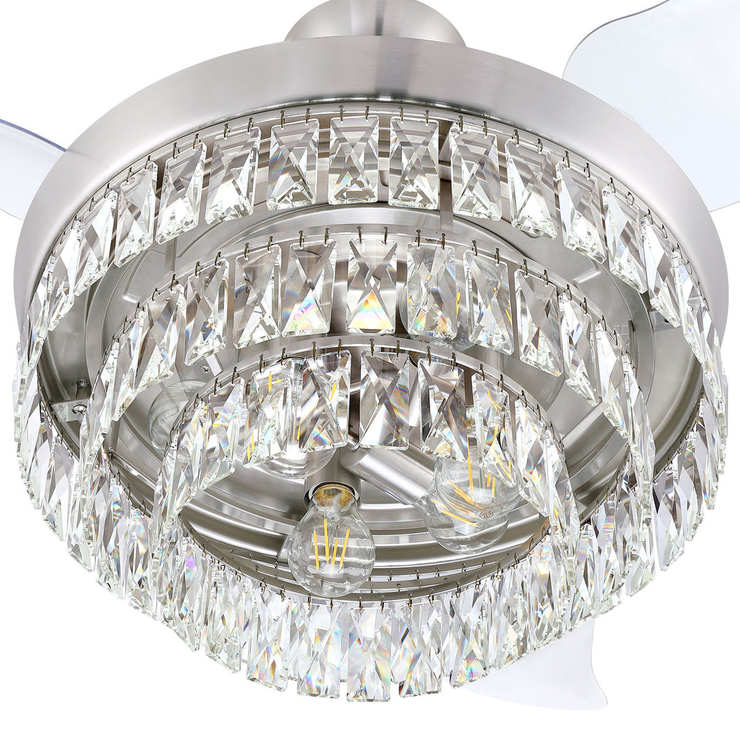 42" Sofia in Brushed Polished Nickel w/ Clear Acrylic Blades