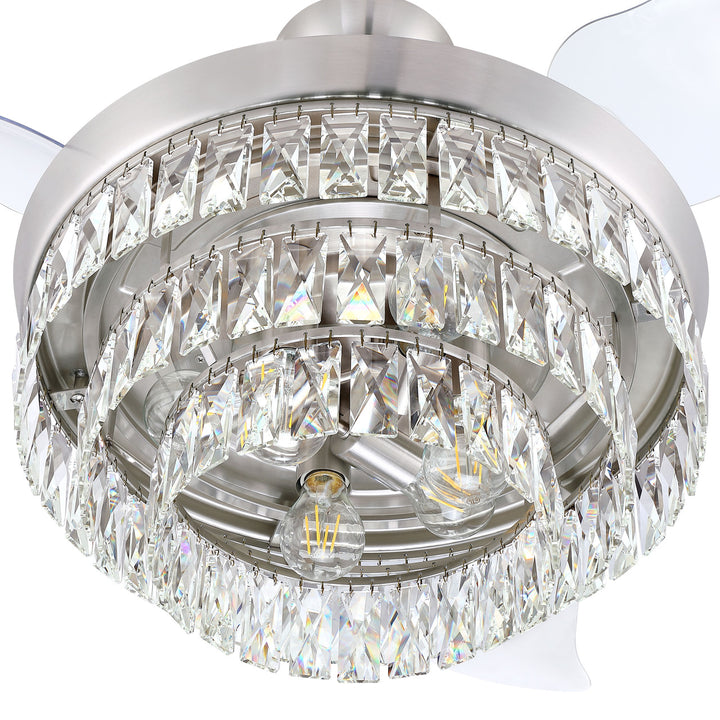 42" Sofia in Brushed Polished Nickel w/ Clear Acrylic Blades