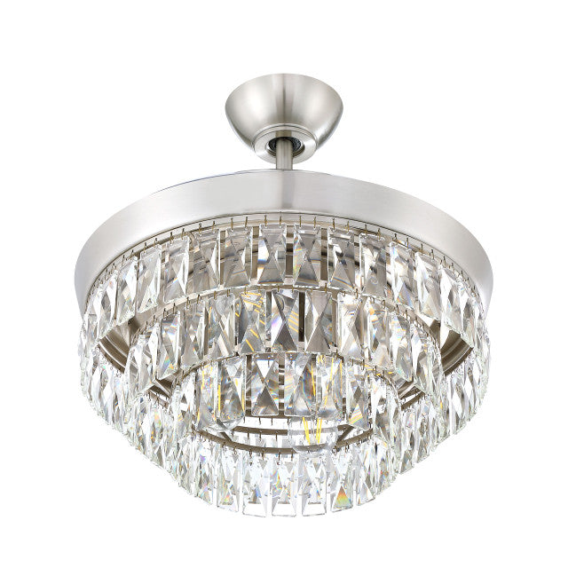 42" Sofia in Brushed Polished Nickel w/ Clear Acrylic Blades