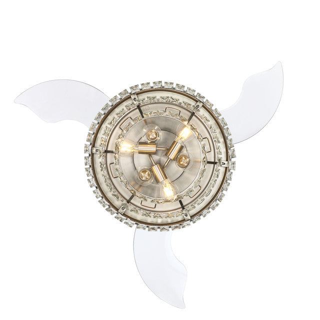 42" Sofia in Brushed Polished Nickel w/ Clear Acrylic Blades