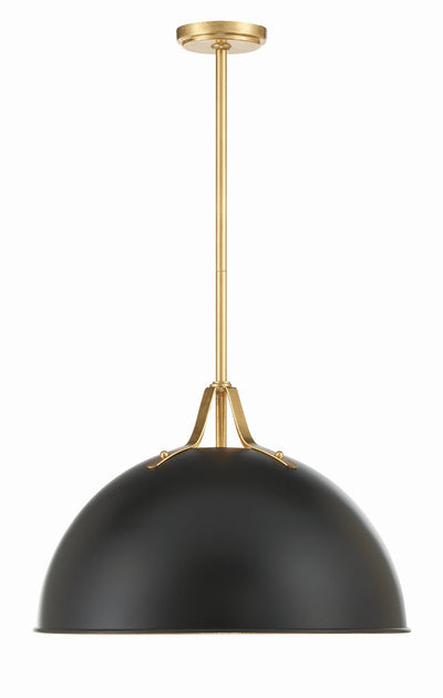 ##Antique Hardware## Soto 1 Light Matte Black + Antique Gold Chandelier