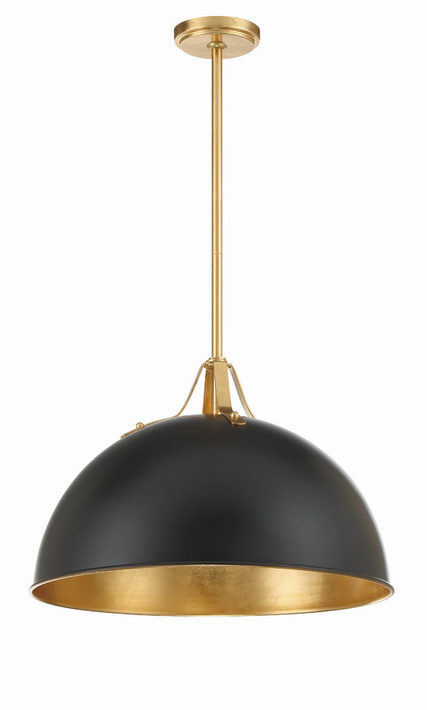 ##Antique Hardware## Soto 1 Light Matte Black + Antique Gold Chandelier