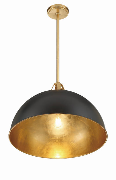 ##Antique Hardware## Soto 1 Light Matte Black + Antique Gold Chandelier