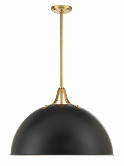 ##Antique Hardware## Soto 3 Light Matte Black + Antique Gold Chandelier