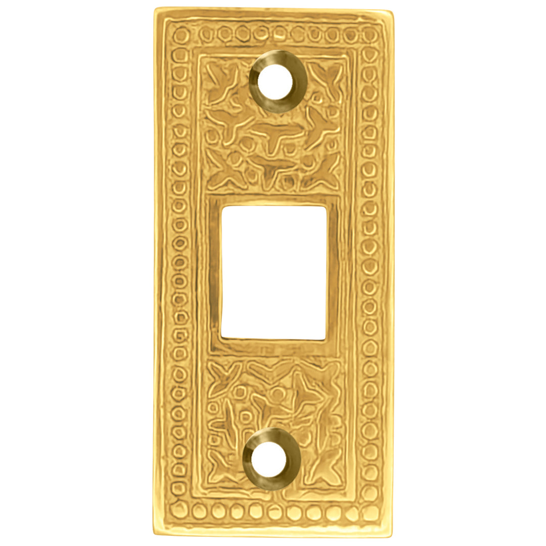 2 1/4 Inch Solid Brass Rice Pattern Pocket Door Strike Plate
