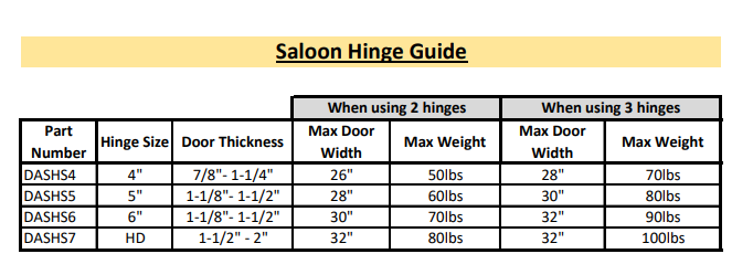 Double Action Saloon Hinge
