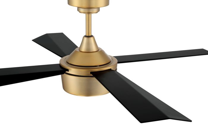 Antique Hardware 42" Theo,Satin Brass Finish, Flat Black Blades, Light Kit Inlcuded (Optional) Ceiling Fan