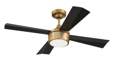 Antique Hardware 42" Theo,Satin Brass Finish, Flat Black Blades, Light Kit Inlcuded (Optional) Ceiling Fan