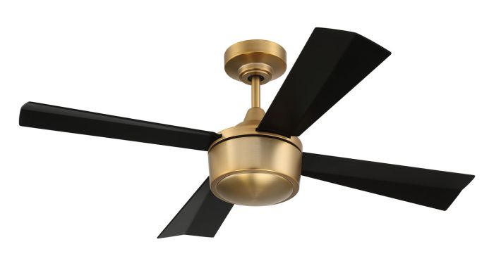 Antique Hardware 42" Theo,Satin Brass Finish, Flat Black Blades, Light Kit Inlcuded (Optional) Ceiling Fan