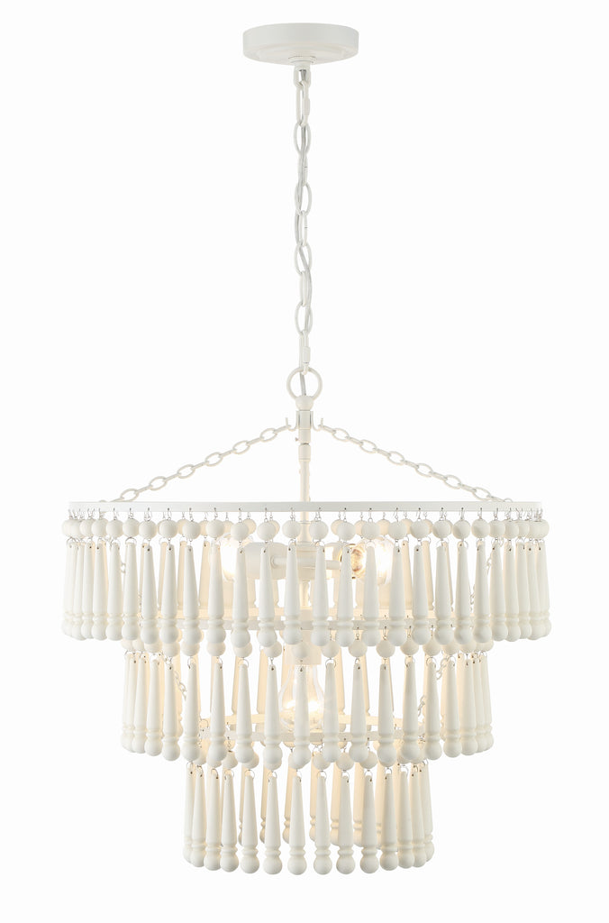 ##Antique Hardware## Tiana 3 Light Matte White Chandelier