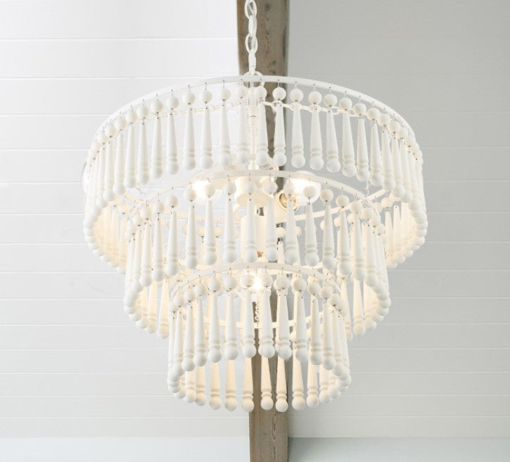 ##Antique Hardware## Tiana 3 Light Matte White Chandelier