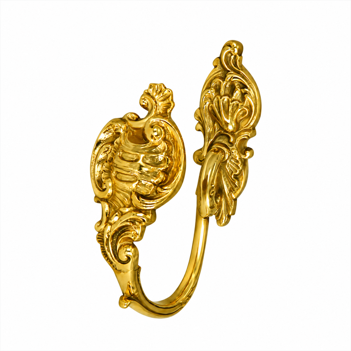 4 3/4 Inch Solid Brass Curtain Tie Back - French Ornate Style
