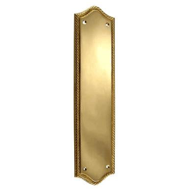 Open Box Sale Item 12 Inch Georgian Oval Roped Style Door Push Plate (Polished Brass Finish)