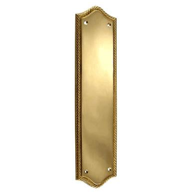 ##Antique Hardware## Open Box Sale Item 12 Inch Georgian Oval Roped Style Door Push Plate (Polished Brass Finish)