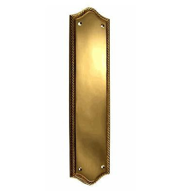 Open Box Sale Item 12 Inch Georgian Oval Roped Style Door Push Plate (Antique Brass Finish)
