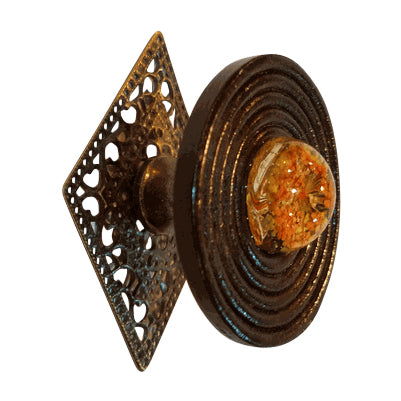 2 Inch Diameter Wooden Oversized Cabinet or Furniture Knob with Back Plate (Antique Brass Finish)