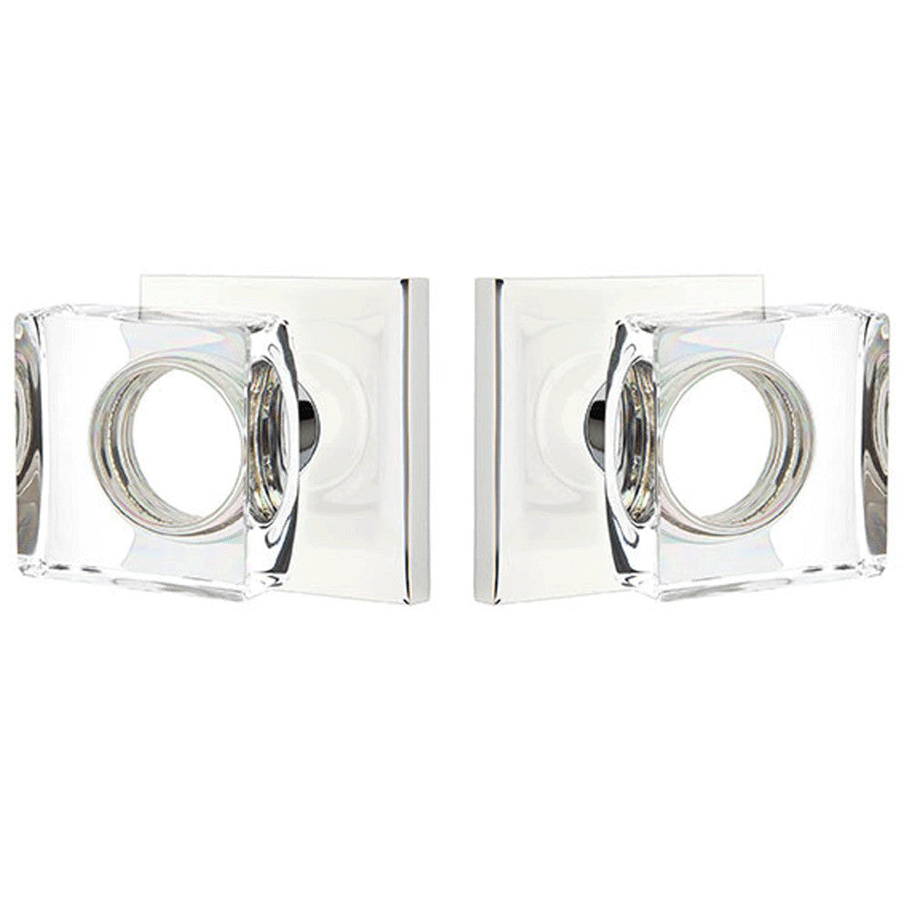 ##Antique Hardware## Modern Square Crystal Door Knob Set With Square Rosette (Several Finish Options)