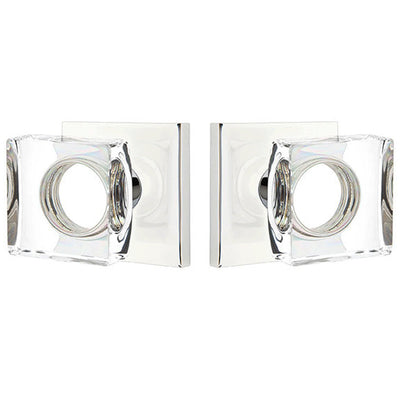 ##Antique Hardware## Modern Square Crystal Door Knob Set With Square Rosette (Several Finish Options)