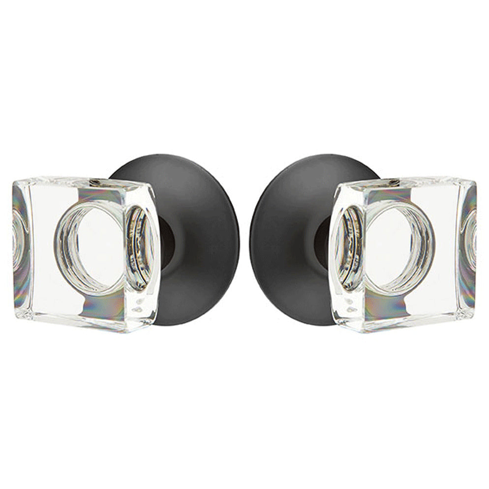 ##Antique Hardware## Modern Square Crystal Door Knob Set With Modern Rosette (Several Finish Options)