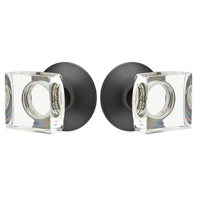 ##Antique Hardware## Modern Square Crystal Door Knob Set With Modern Rosette (Several Finish Options)