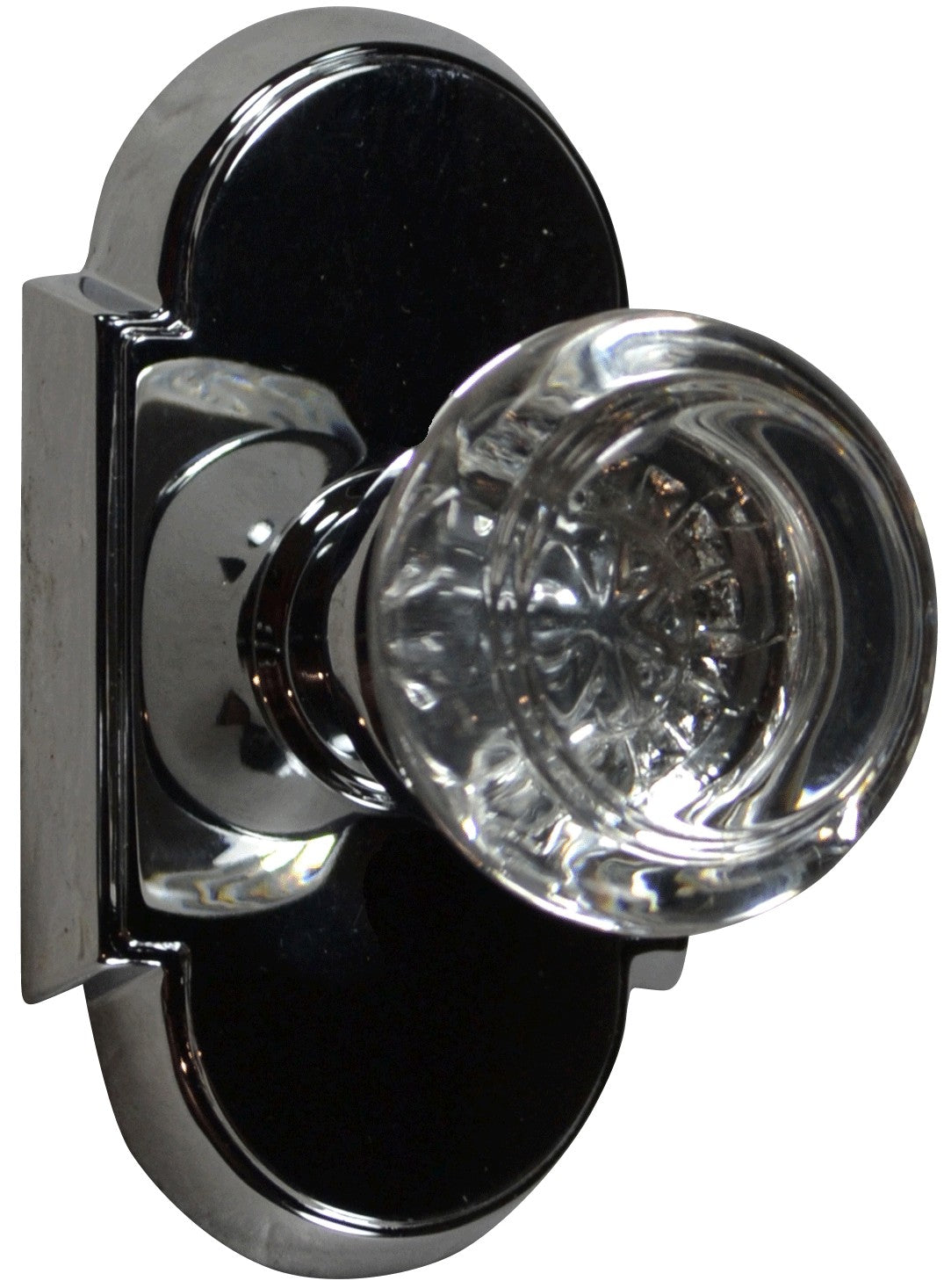Beveled Round Crystal Antique Door Knob Set with Arched Rosette