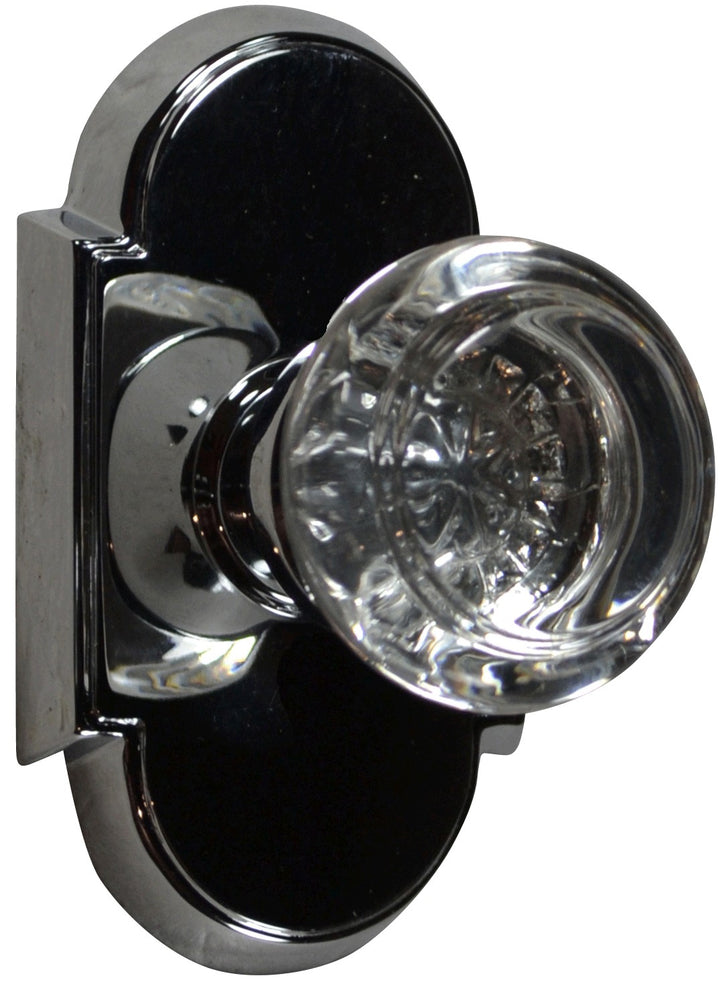 Beveled Round Crystal Antique Door Knob Set with Arched Rosette