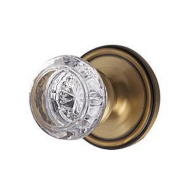 Traditional Rosette Door Set with Beveled Round Crystal Knob (Several Finishes Available)