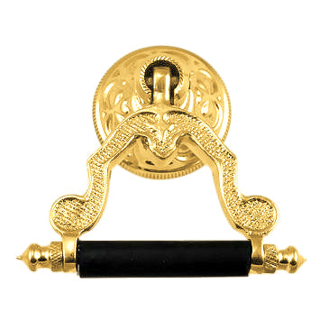 2 3/4 Inch Solid Brass and Ebony Wood Temple Drop Pull