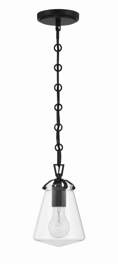 ##Antique Hardware## Voss 1 Light Matte Black Mini Pendant