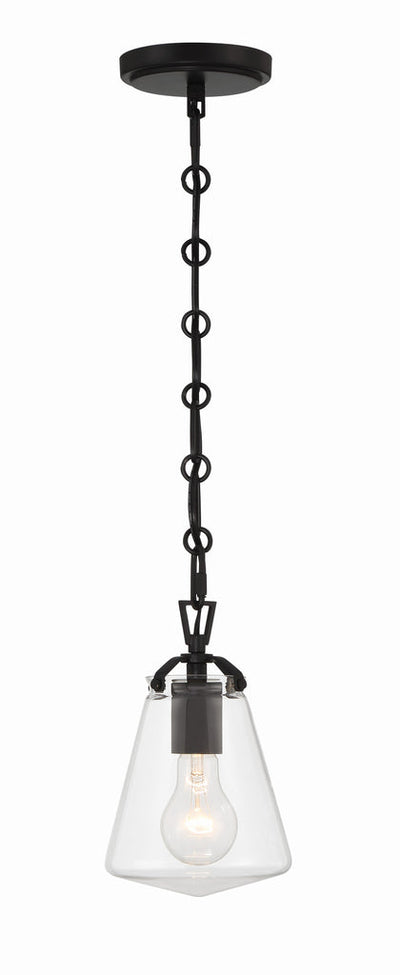 ##Antique Hardware## Voss 1 Light Matte Black Mini Pendant