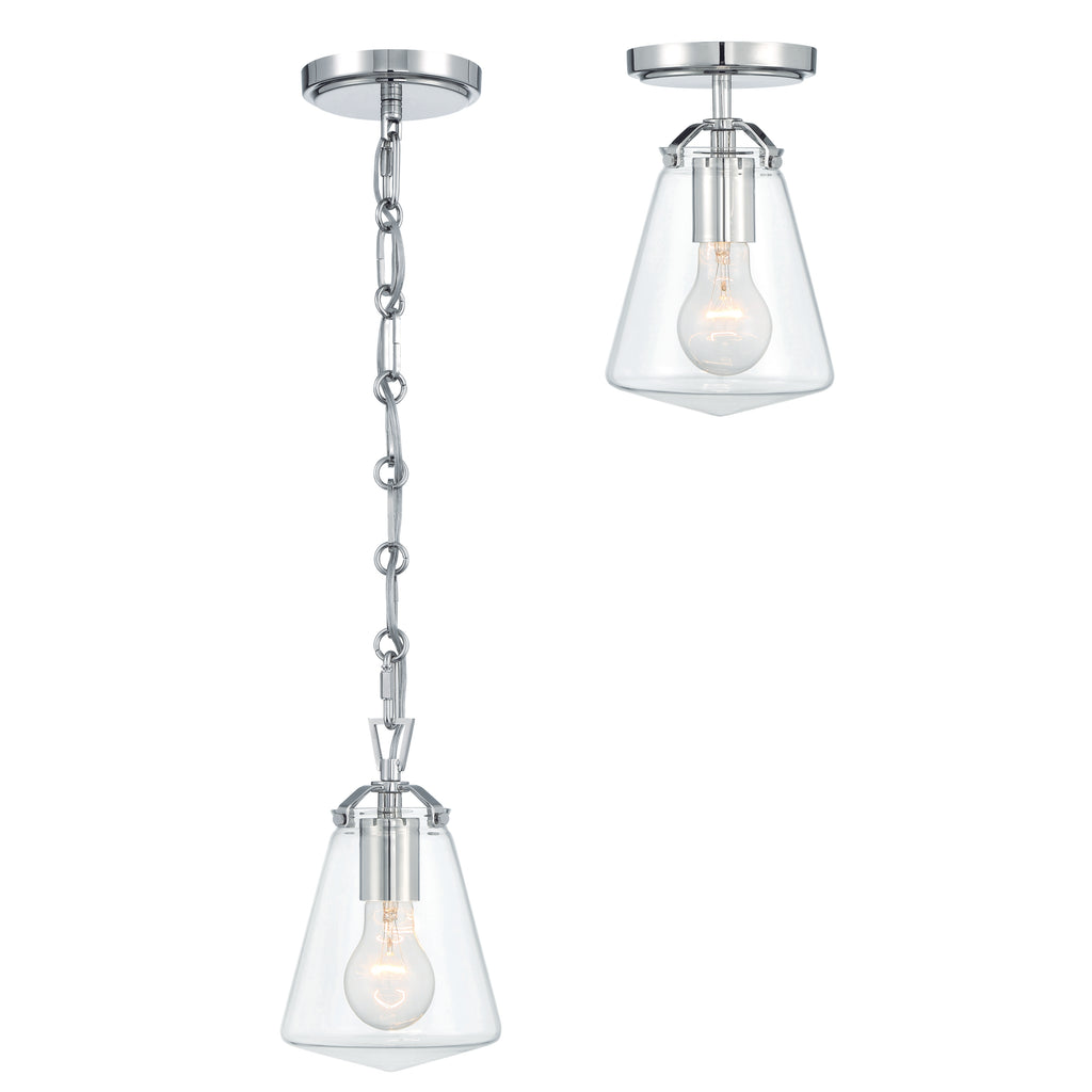 ##Antique Hardware## Voss 1 Light Polished Nickel Mini Pendant