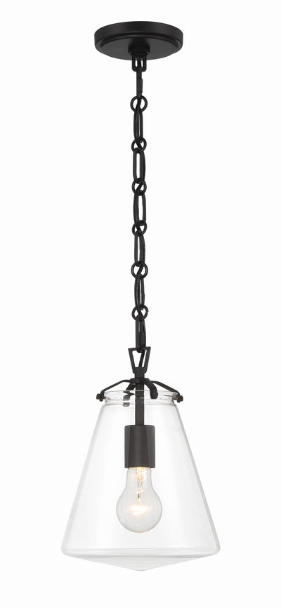 ##Antique Hardware## Voss 1 Light Matte Black Mini Pendant