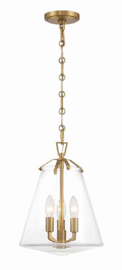 ##Antique Hardware## Voss 3 Light Luxe Gold Mini Chandelier