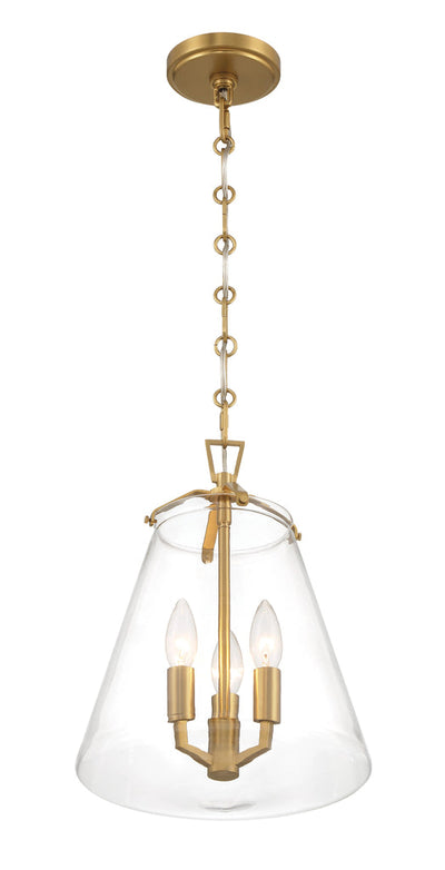 ##Antique Hardware## Voss 3 Light Luxe Gold Mini Chandelier