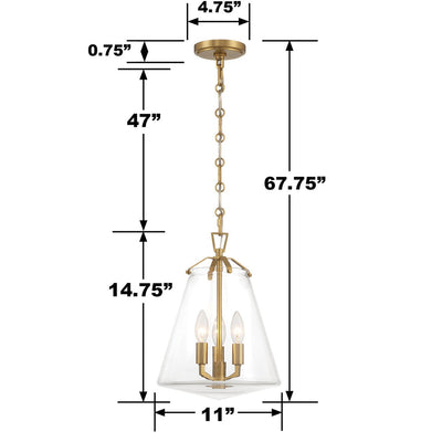 ##Antique Hardware## Voss 3 Light Luxe Gold Mini Chandelier