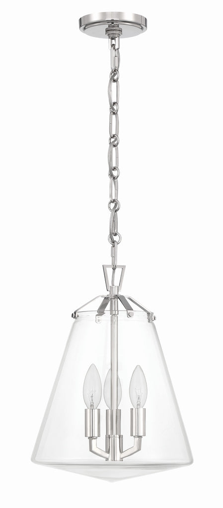 ##Antique Hardware## Voss 3 Light Polished Nickel Mini Chandelier