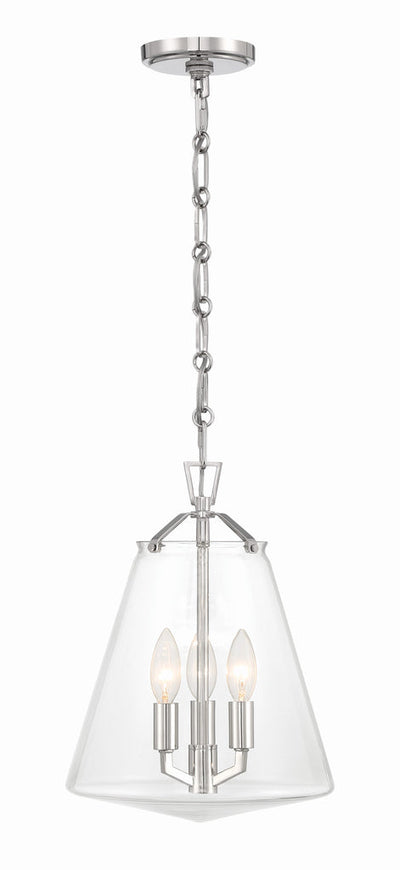 ##Antique Hardware## Voss 3 Light Polished Nickel Mini Chandelier