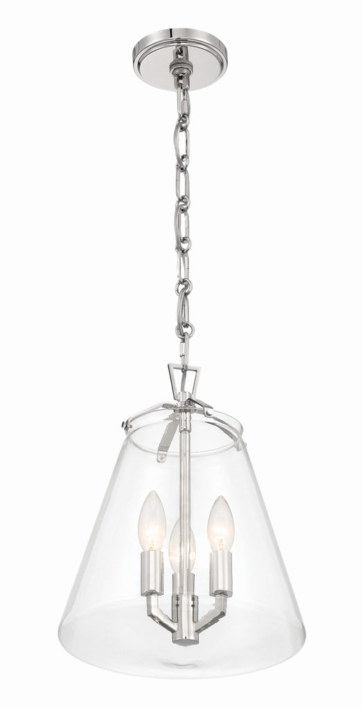 ##Antique Hardware## Voss 3 Light Polished Nickel Mini Chandelier