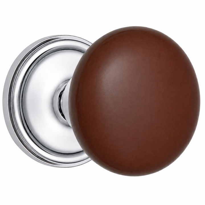 Traditional Rosette Door Set with Brown Porcelain Door Knobs (Several Finishes Available)