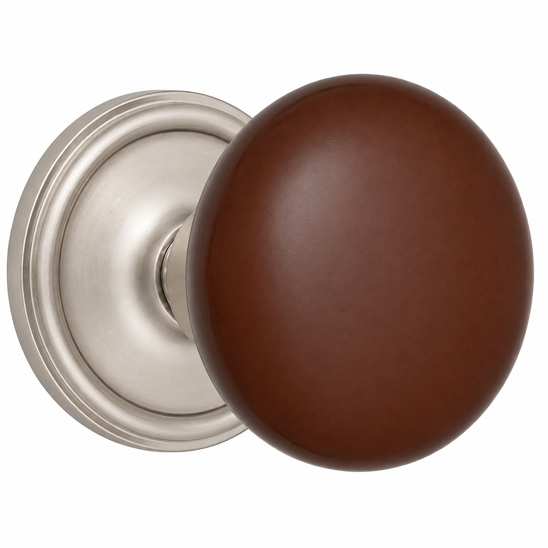 Traditional Rosette Door Set with Brown Porcelain Door Knobs (Several Finishes Available)