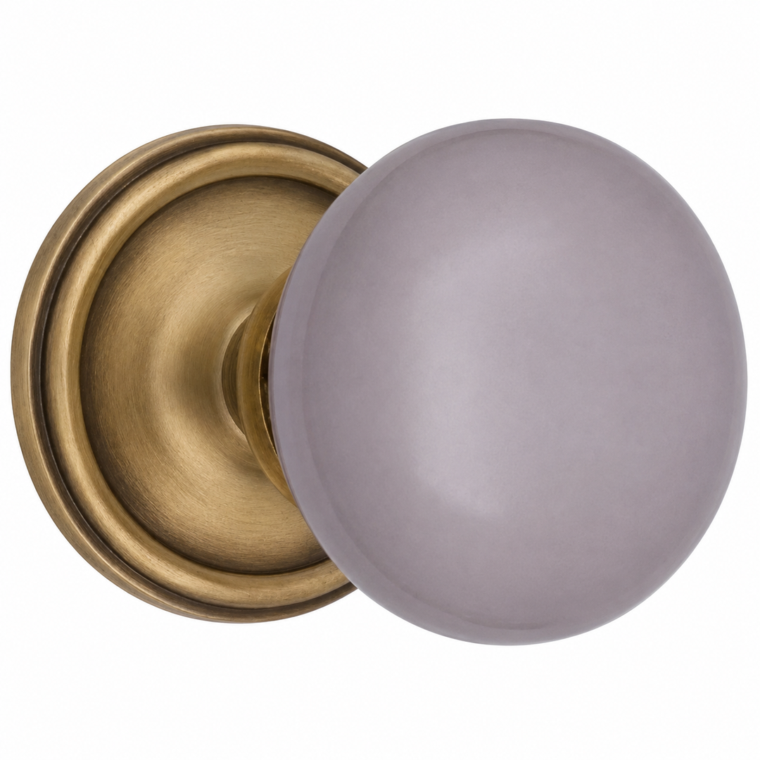 Traditional Rosette Door Set with Gray Porcelain Door Knobs (Several Finishes Available)