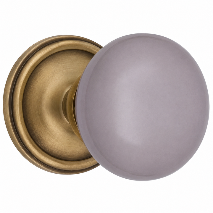 Traditional Rosette Door Set with Gray Porcelain Door Knobs (Several Finishes Available)