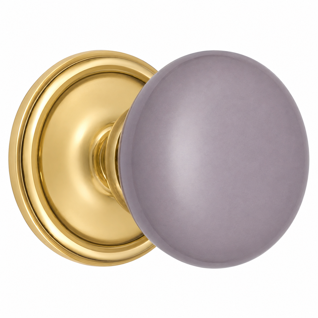 Traditional Rosette Door Set with Gray Porcelain Door Knobs (Several Finishes Available)