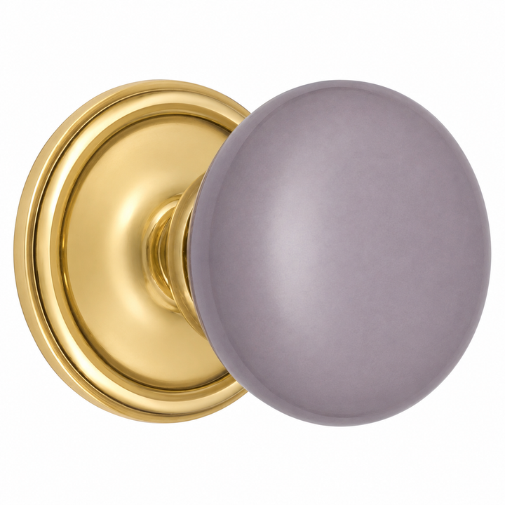 Traditional Rosette Door Set with Gray Porcelain Door Knobs (Several Finishes Available)