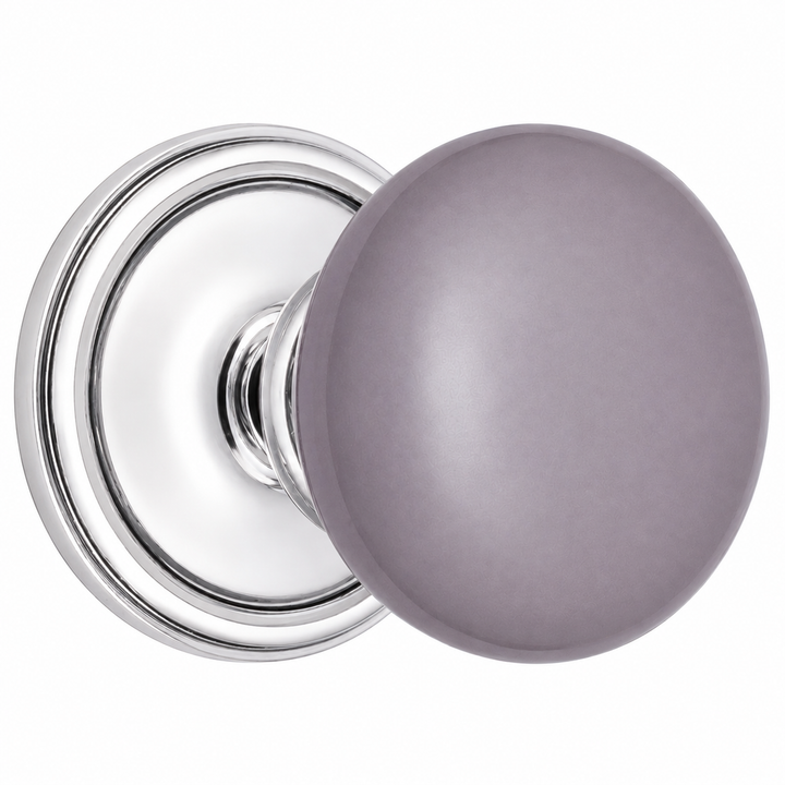 Traditional Rosette Door Set with Gray Porcelain Door Knobs (Several Finishes Available)