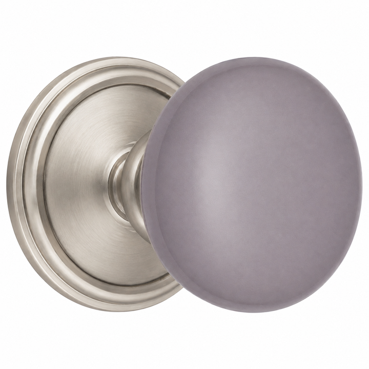Traditional Rosette Door Set with Gray Porcelain Door Knobs (Several Finishes Available)