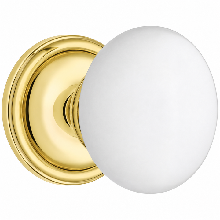 Traditional Rosette Door Set with White Porcelain Door Knobs (Several Finishes Available)