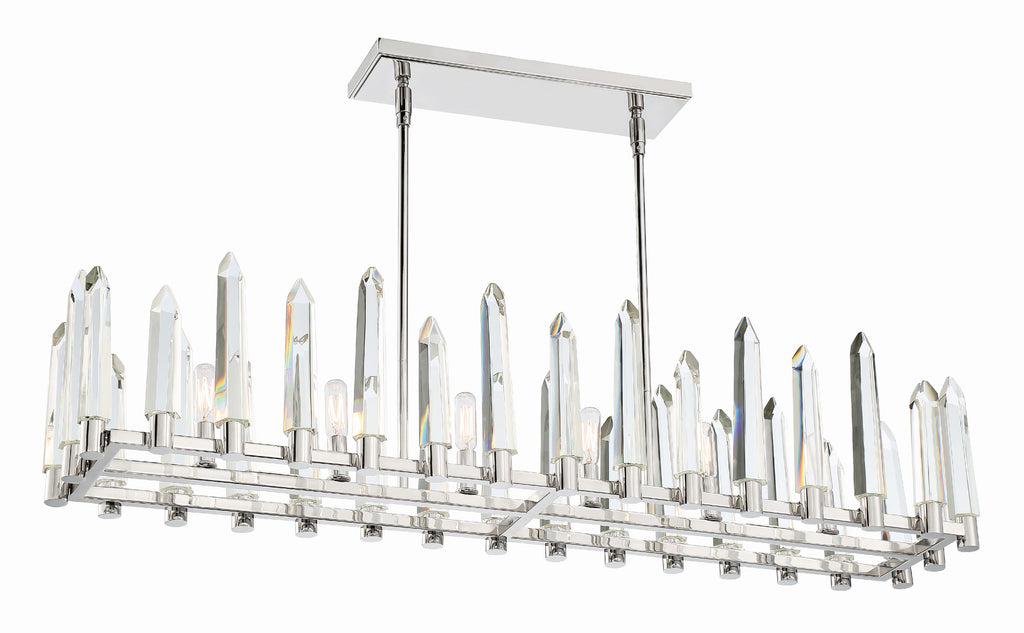 ##Antique Hardware## Watson 6 Light Polished Nickel Linear Chandelier