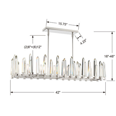 ##Antique Hardware## Watson 6 Light Polished Nickel Linear Chandelier